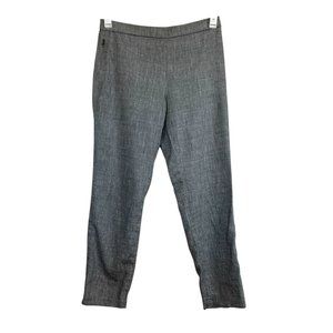 THEORY Linen Blend Cigarette Pants Thaniel Sharkskin Crunch Trouser Gray 4